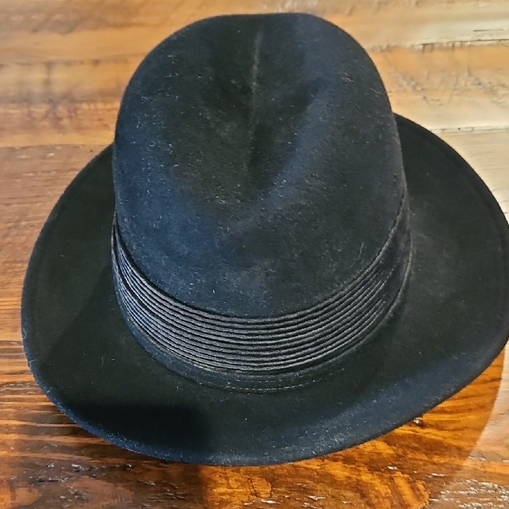 Vintage Adolfo Stylish Black Fedora Hat